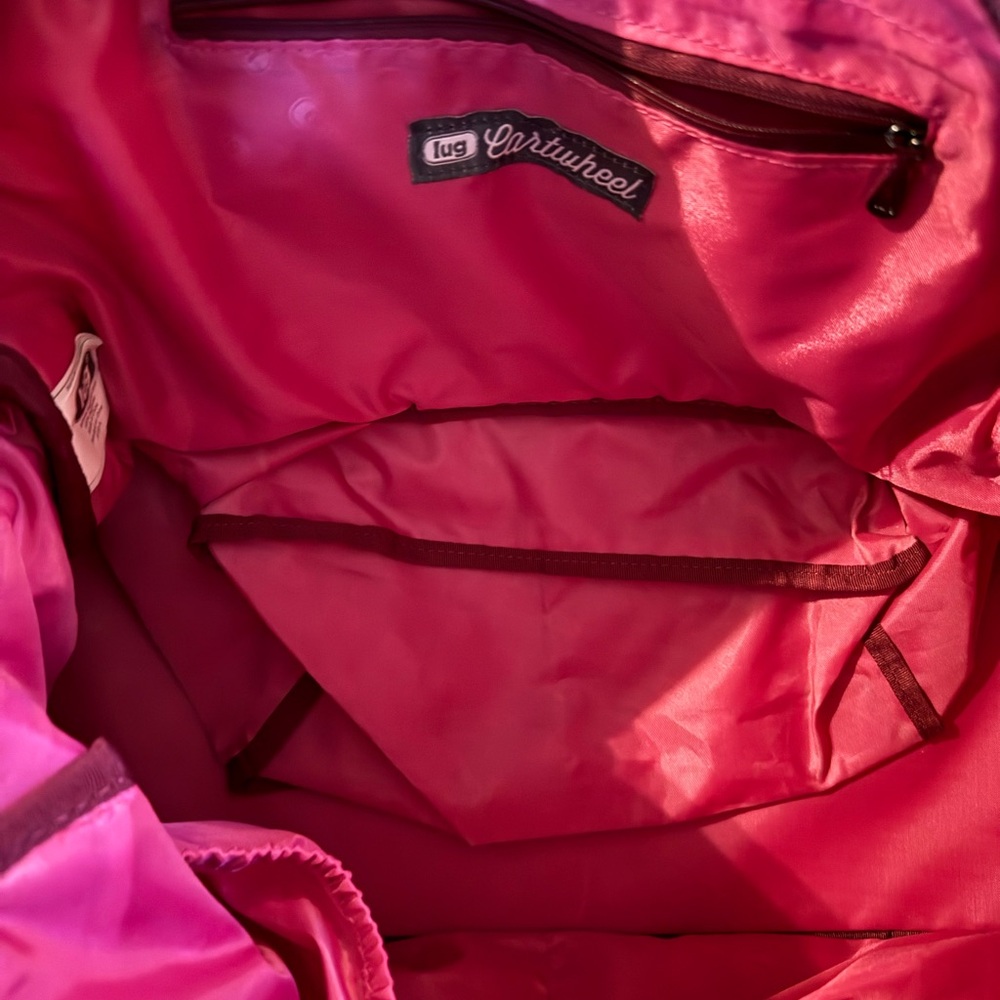 Lug Cranberry/Maroon Bag with Organized pocket. Fitness/yoga/overnight Like new. - Picture 3 of 5